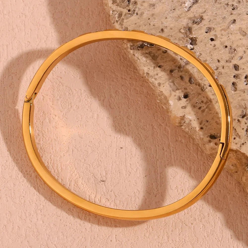 Diamond Accented Gold Cuff Bracelet - Aryomi
