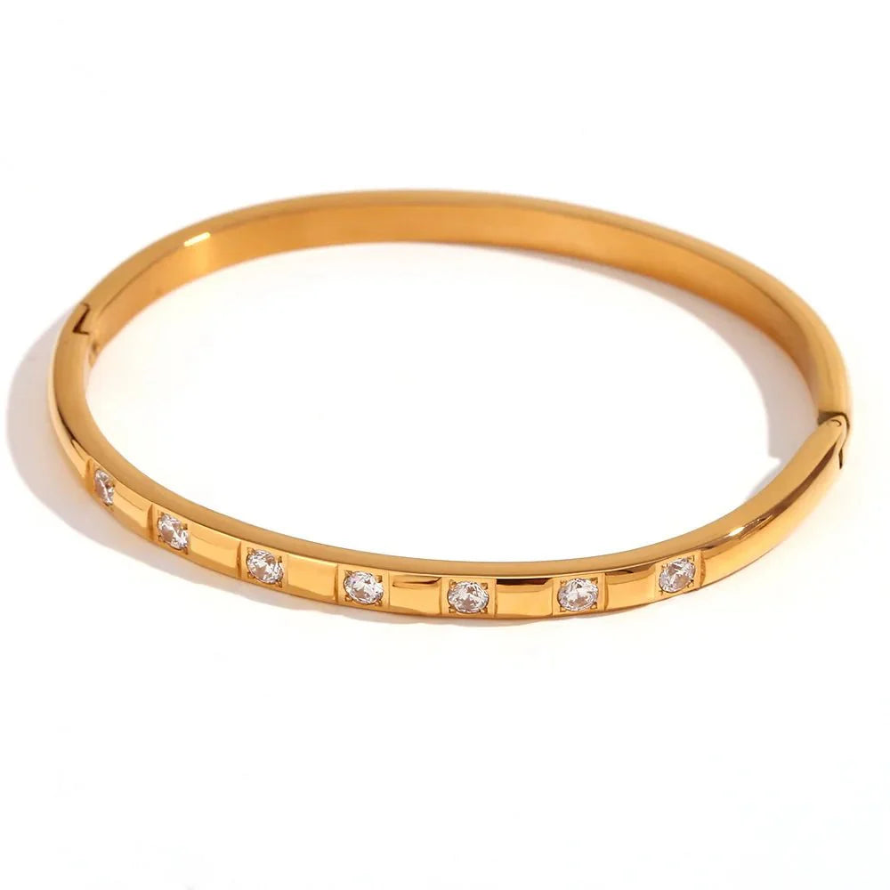 Diamond Accented Gold Cuff Bracelet - Aryomi