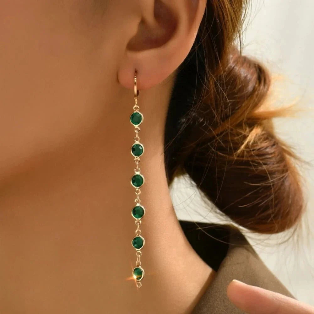 Gem Drop Hoop Earrings - Aryomi
