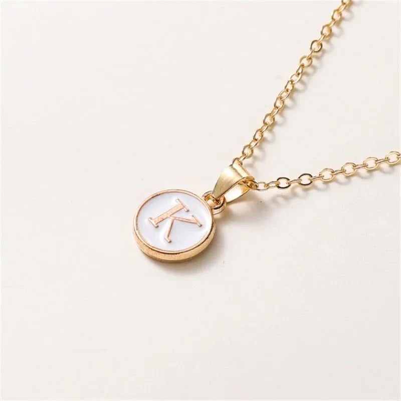 Gold Accented Circle Letter Initial Necklace - Aryomi