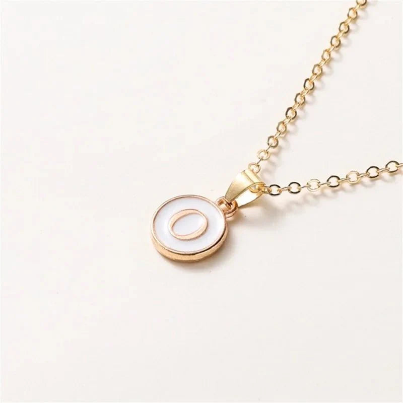 Gold Accented Circle Letter Initial Necklace - Aryomi