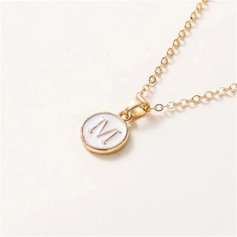Gold Accented Circle Letter Initial Necklace - Aryomi