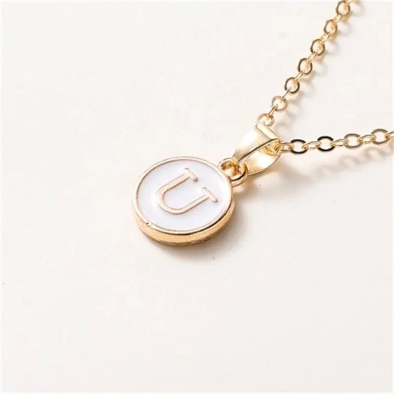 Gold Accented Circle Letter Initial Necklace - Aryomi