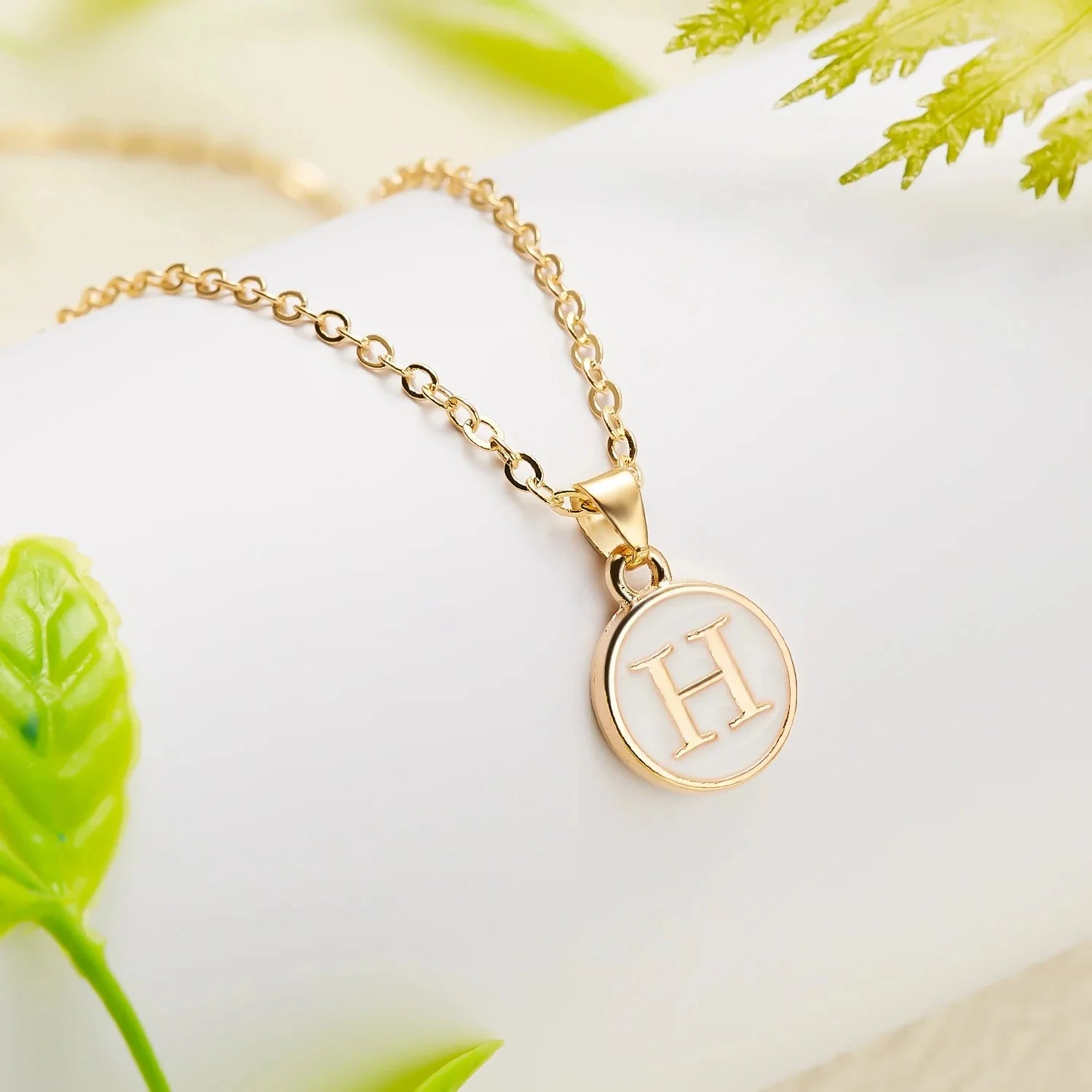 Gold Accented Circle Letter Initial Necklace - Aryomi