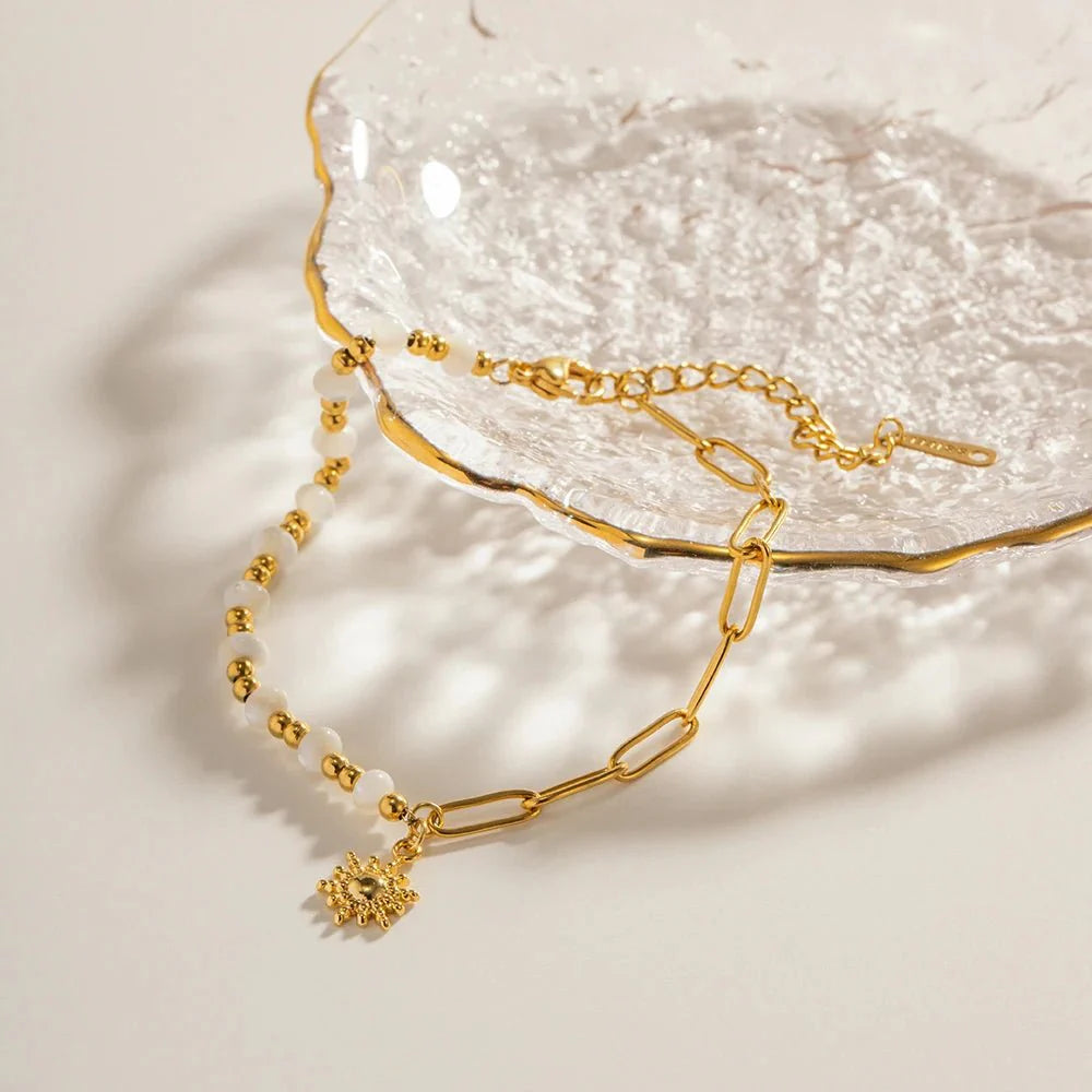 Golden Paperclip Boho Sun Bracelet - Aryomi