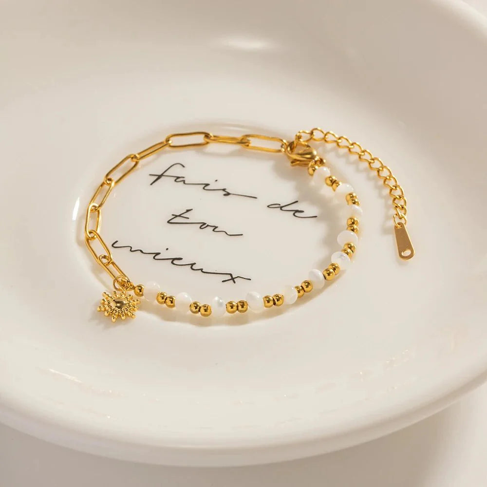 Golden Paperclip Boho Sun Bracelet - Aryomi