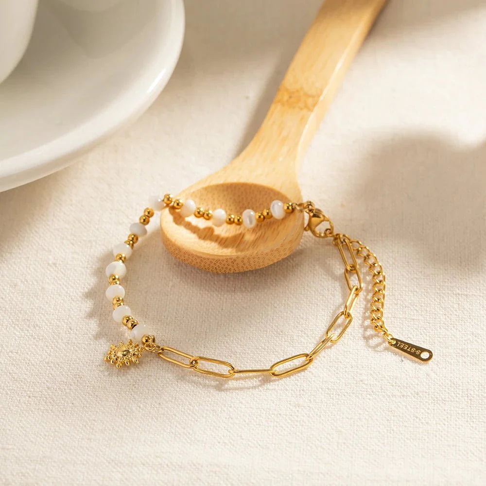 Golden Paperclip Boho Sun Bracelet - Aryomi