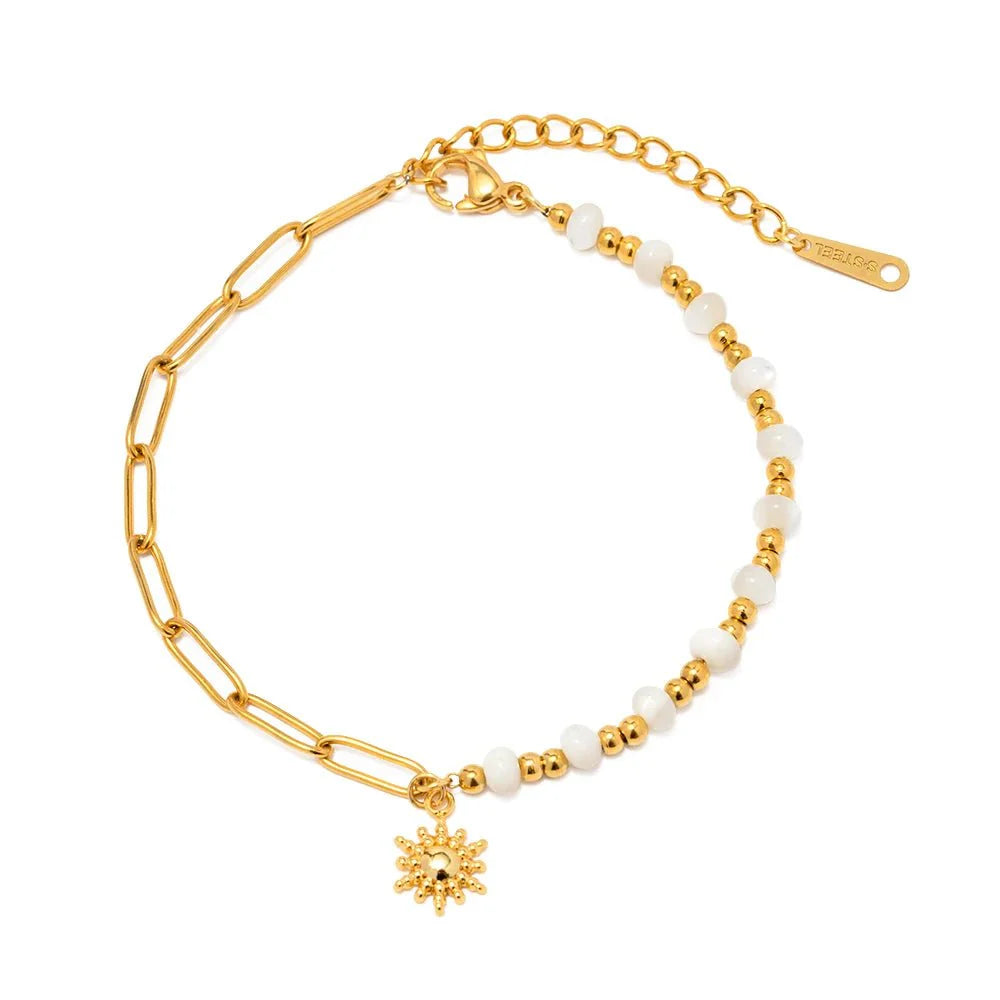 Golden Paperclip Boho Sun Bracelet - Aryomi