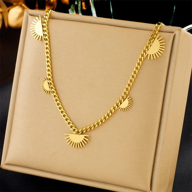 Half Sun Charm Necklace and Bracelet Set - Aryomi