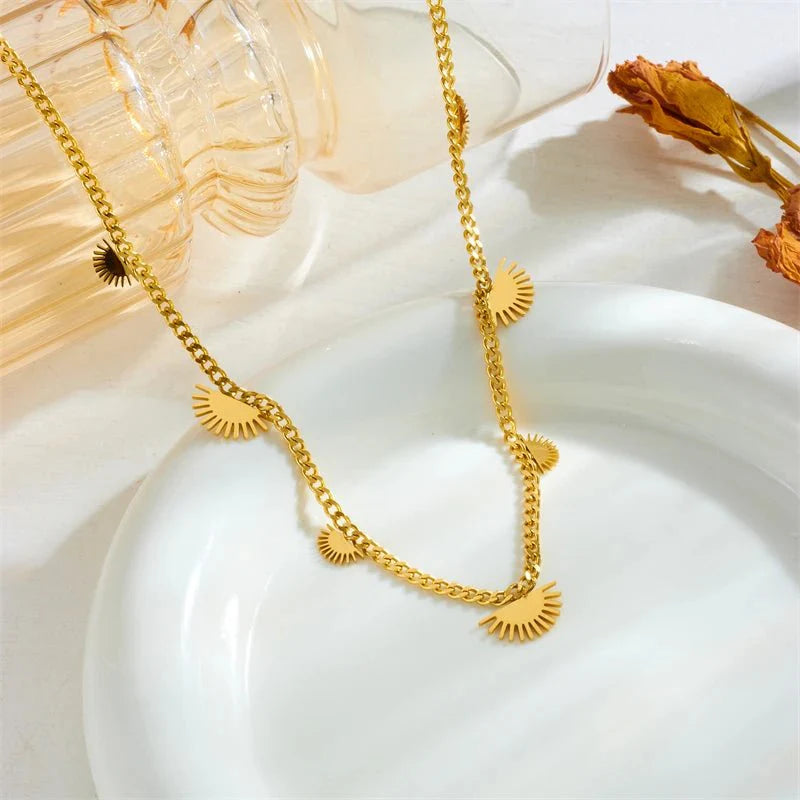 Half Sun Charm Necklace and Bracelet Set - Aryomi