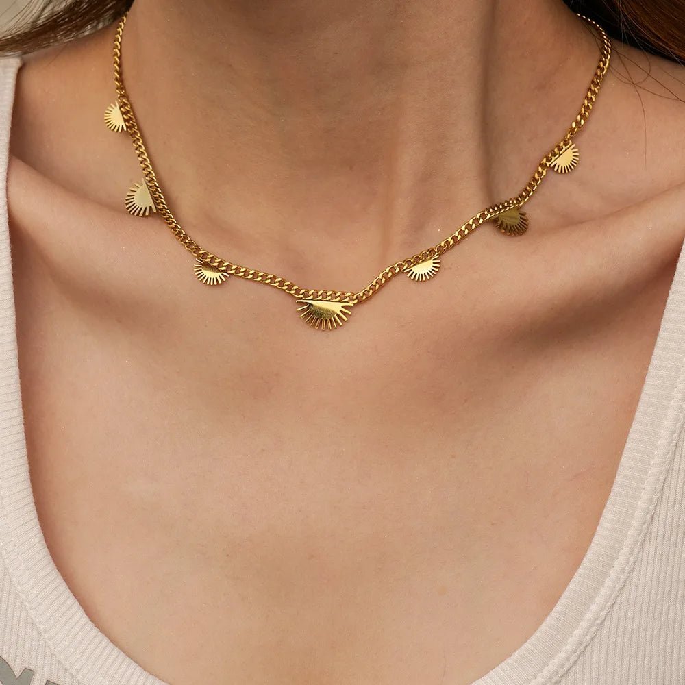 Half Sun Charm Necklace and Bracelet Set - Aryomi