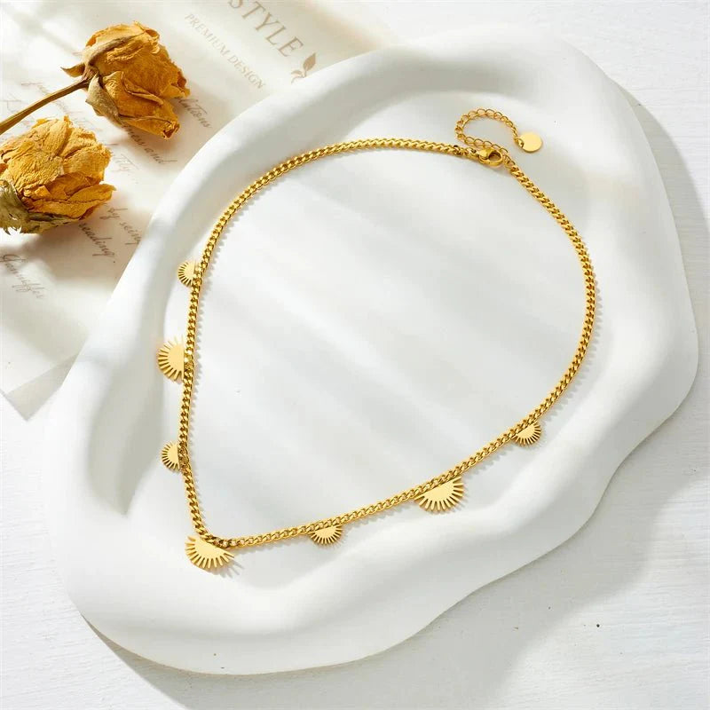 Half Sun Charm Necklace and Bracelet Set - Aryomi
