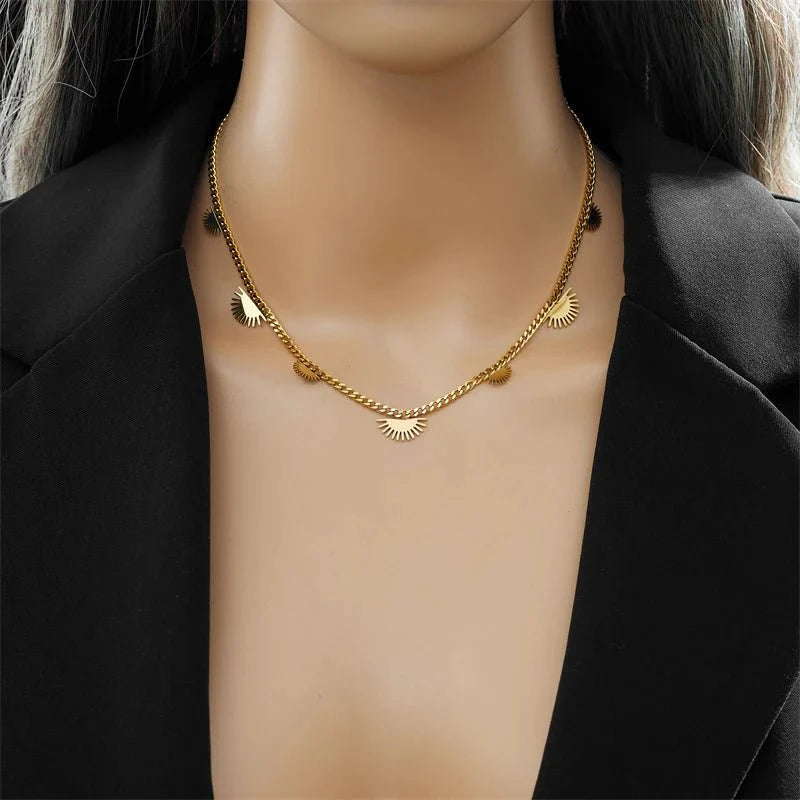 Half Sun Charm Necklace and Bracelet Set - Aryomi