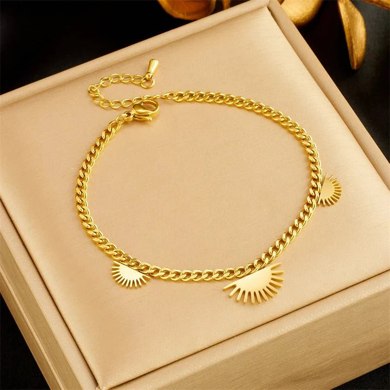 Half Sun Charm Necklace and Bracelet Set - Aryomi