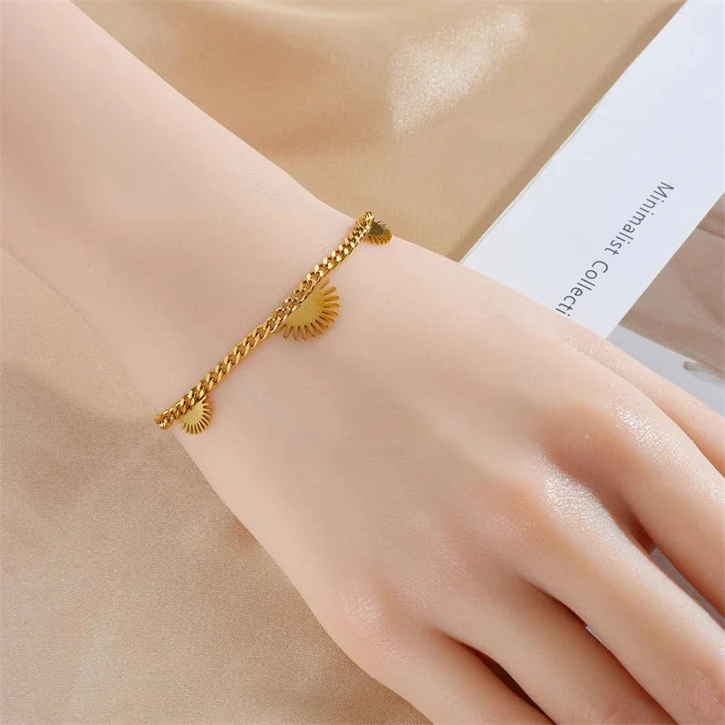 Half Sun Charm Necklace and Bracelet Set - Aryomi