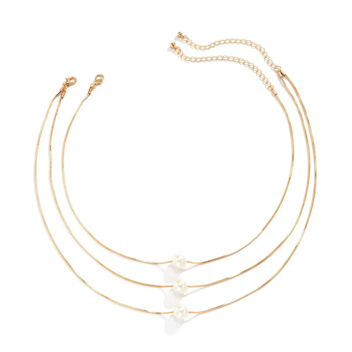 Layered Pearls Strung On Rope Necklace - Aryomi
