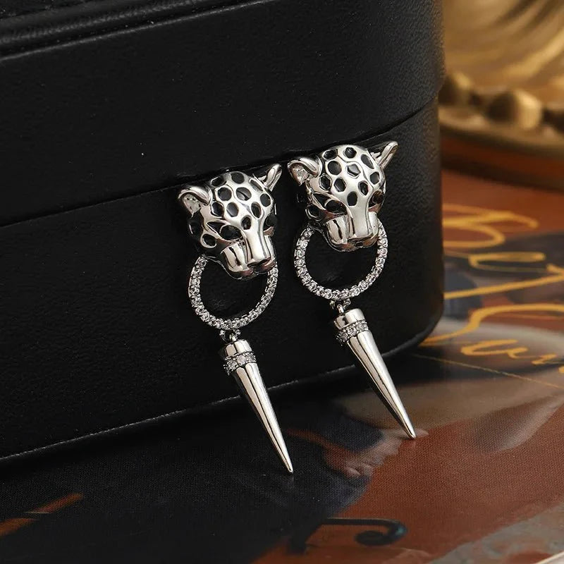 Leopard Circle Dangle Earrings - Aryomi