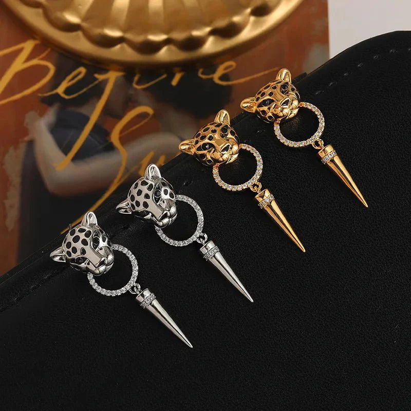 Leopard Circle Dangle Earrings - Aryomi