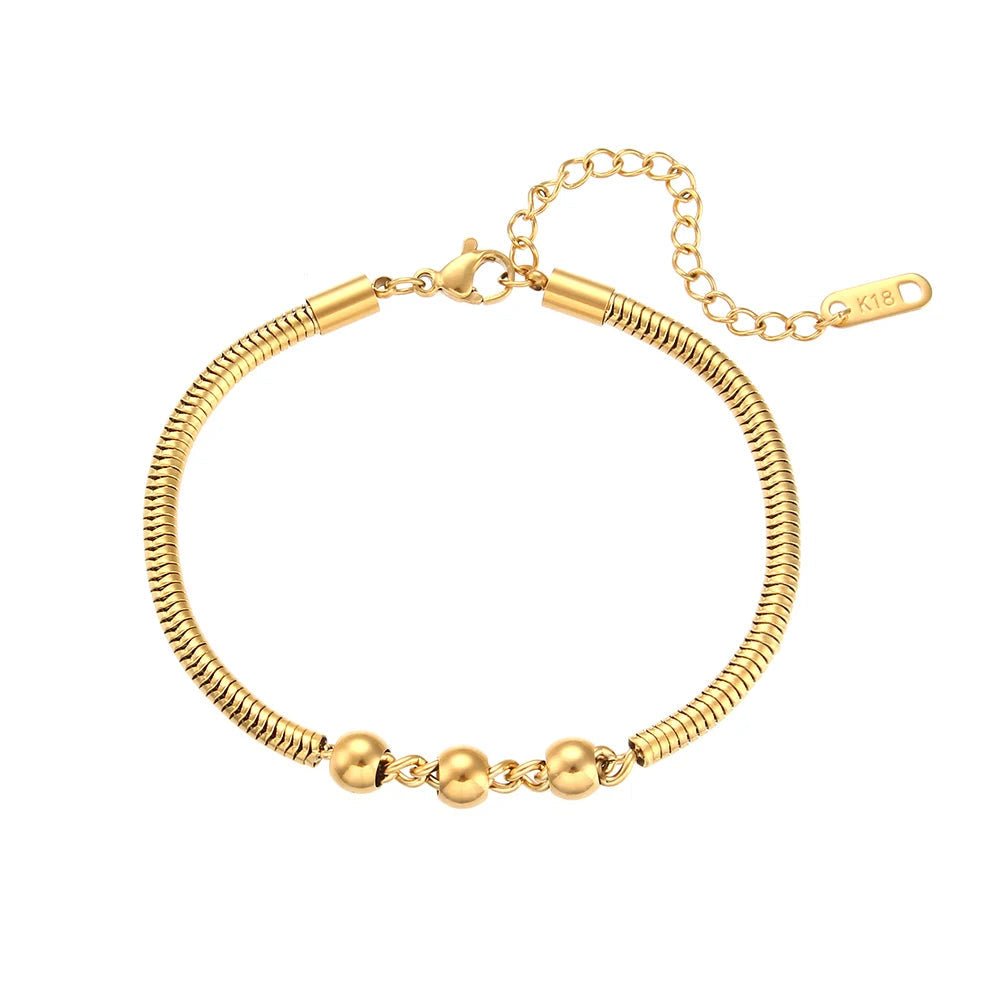 Thick Snake Chain Beaded Necklace and Bracelet Set - Aryomi