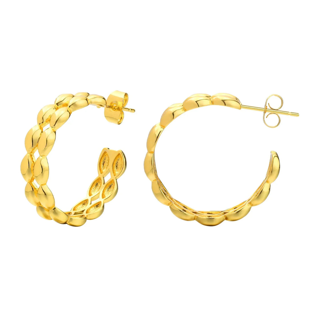 14k Dainty C Shaped Layered Hoop Earrings - Aryomi