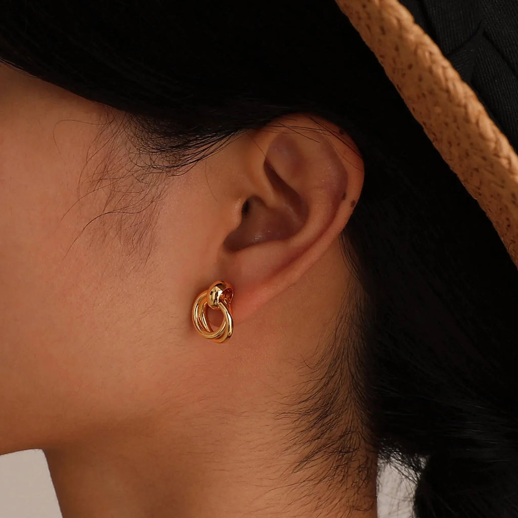 14k Dainty Dual Hoop Earrings - Aryomi
