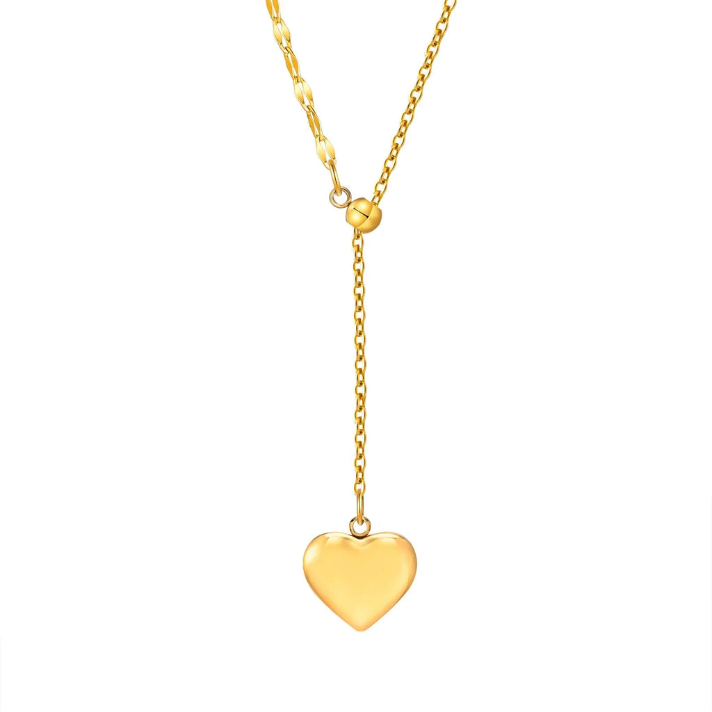14k Dainty Feminine Heart Dangle Necklace - Aryomi