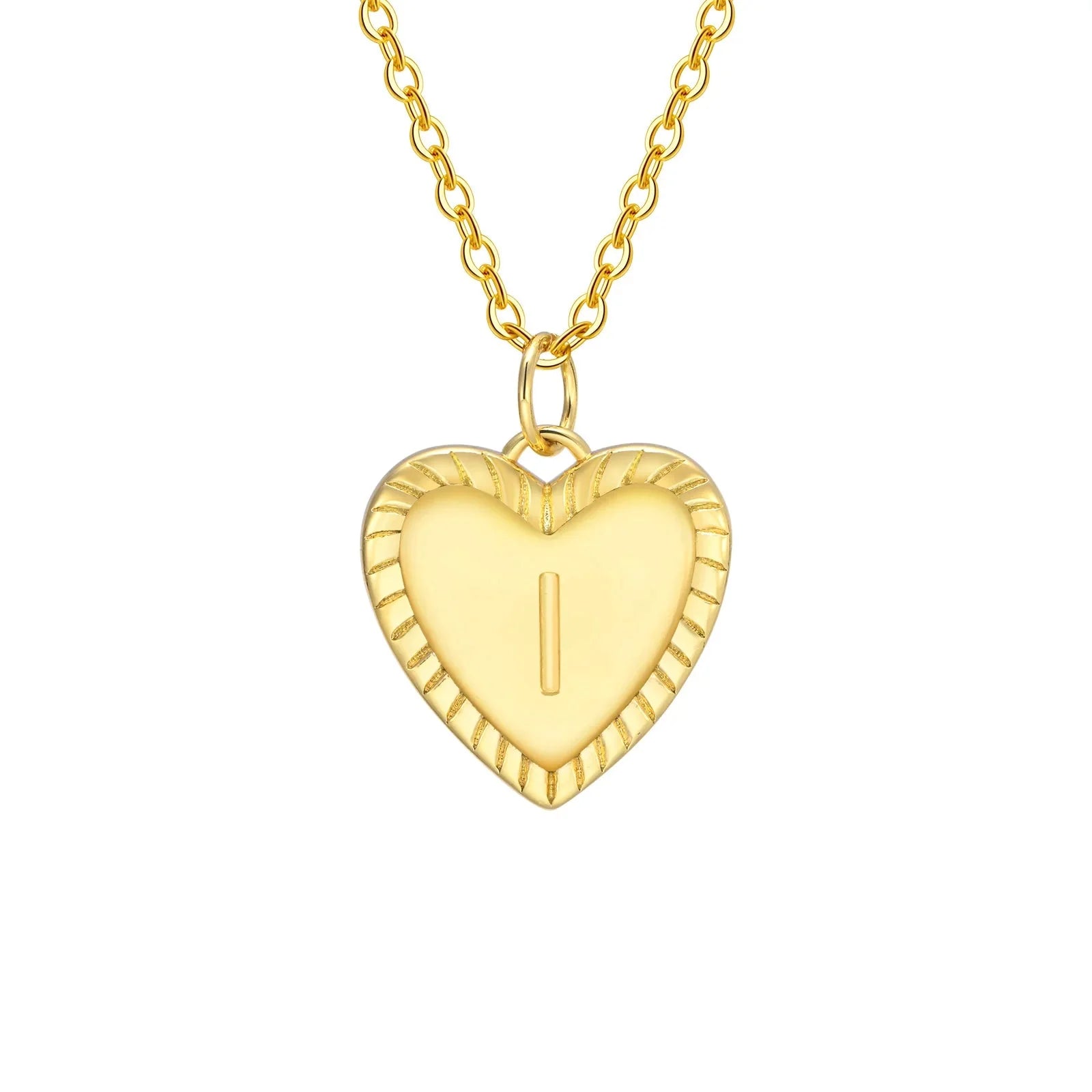 14k Dainty Heart Pendant Letter Initial Necklace - Aryomi