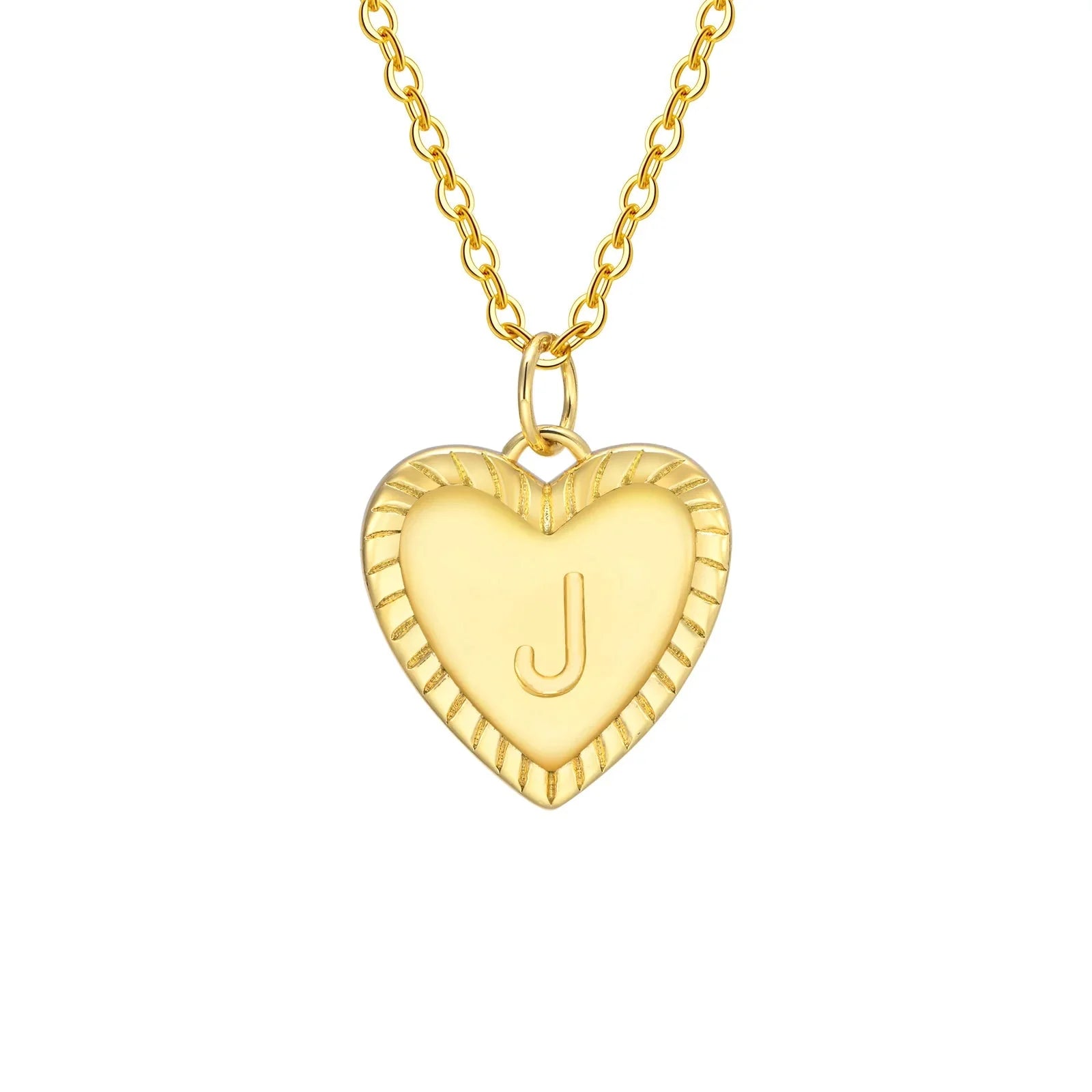 14k Dainty Heart Pendant Letter Initial Necklace - Aryomi