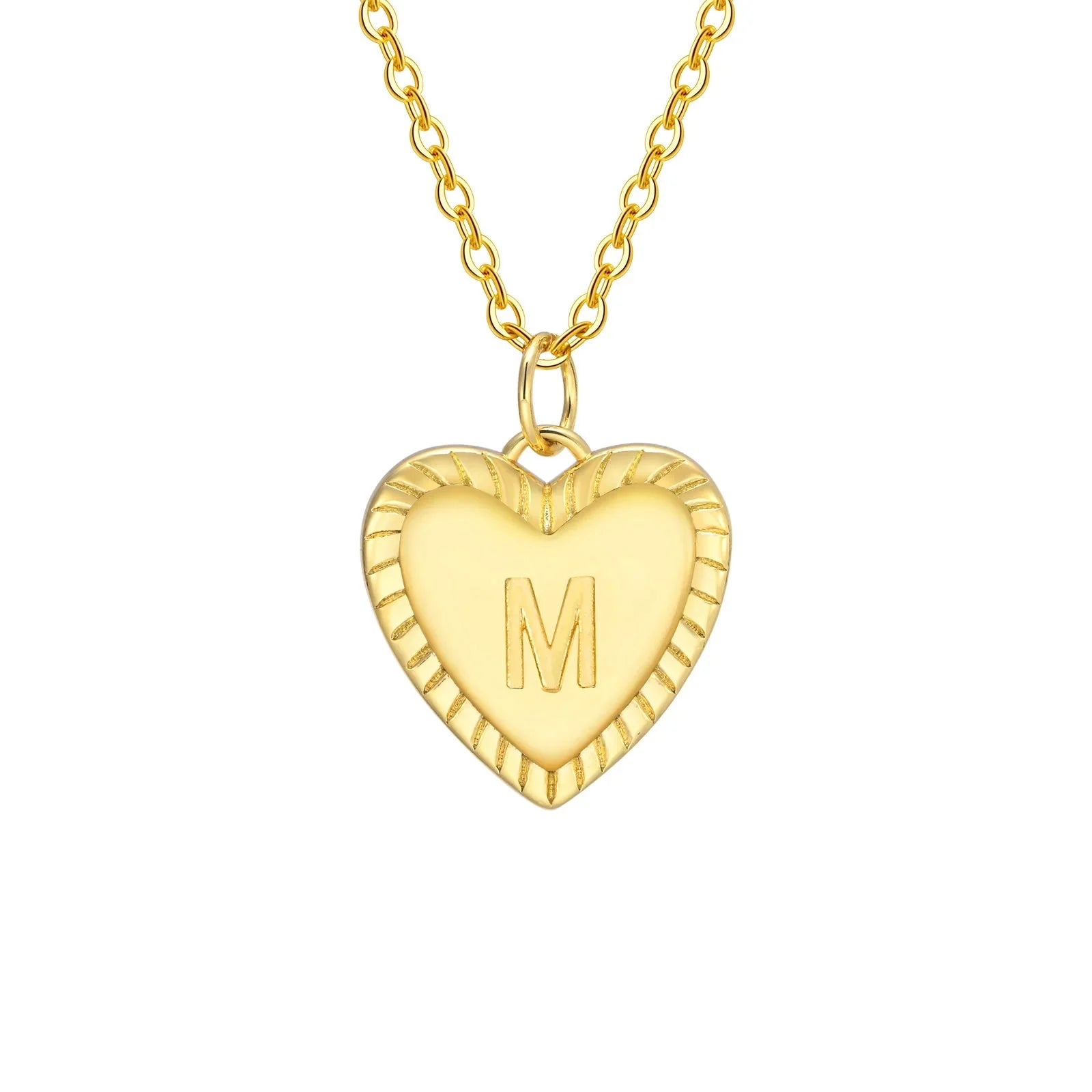 14k Dainty Heart Pendant Letter Initial Necklace - Aryomi