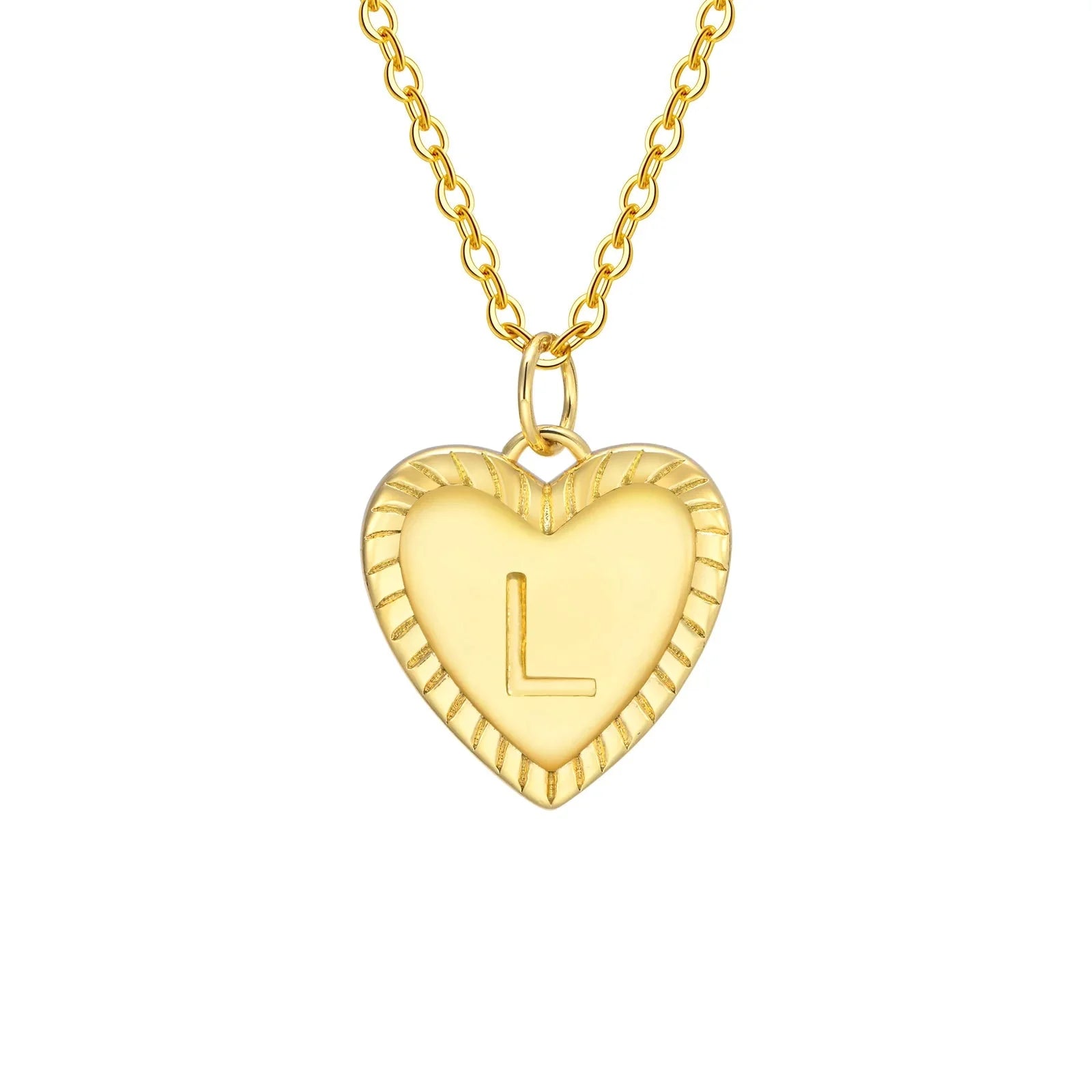 14k Dainty Heart Pendant Letter Initial Necklace - Aryomi