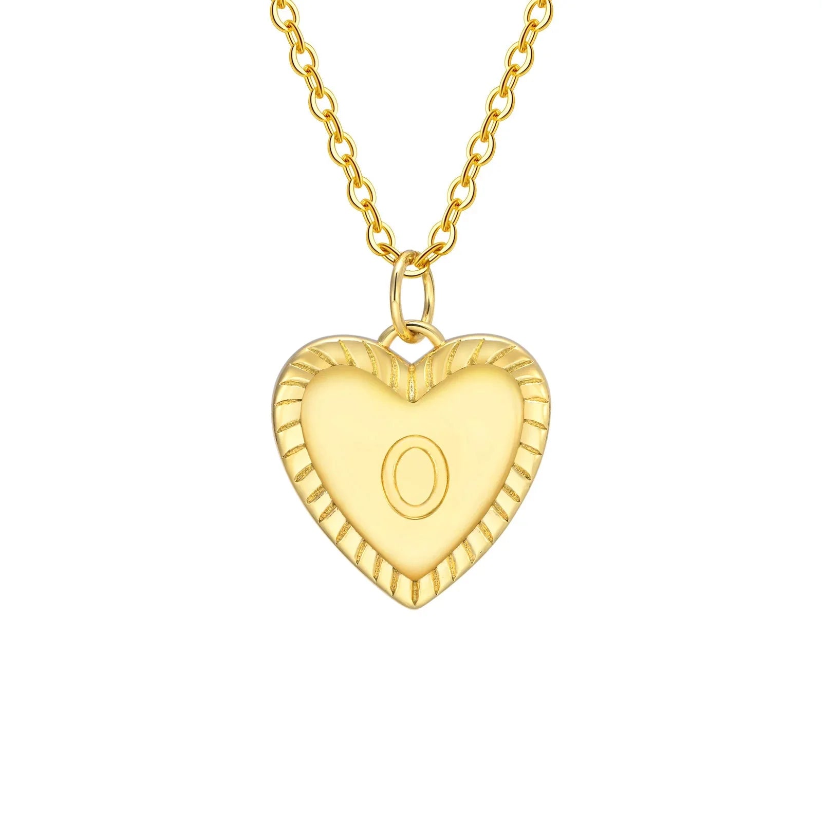14k Dainty Heart Pendant Letter Initial Necklace - Aryomi