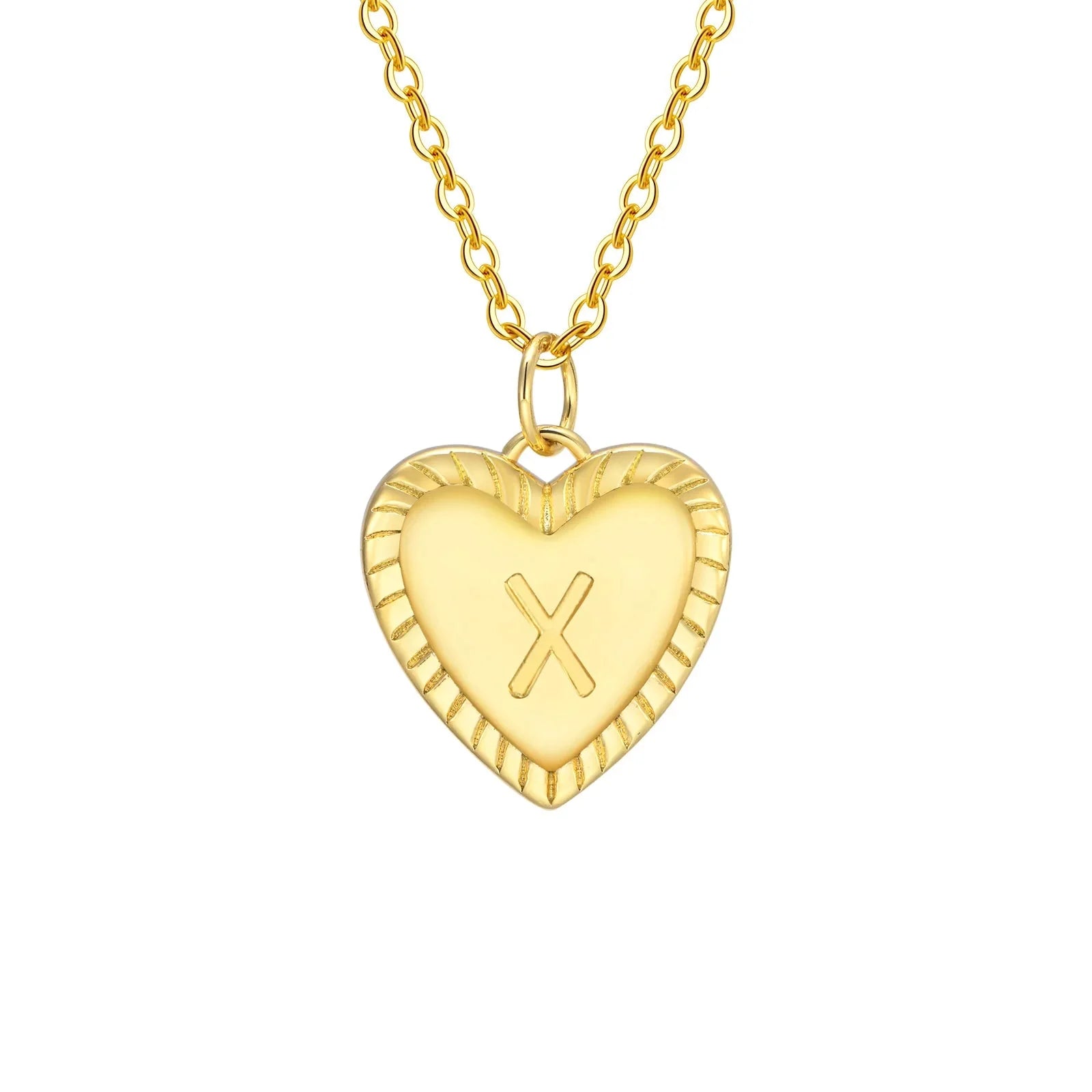 14k Dainty Heart Pendant Letter Initial Necklace - Aryomi