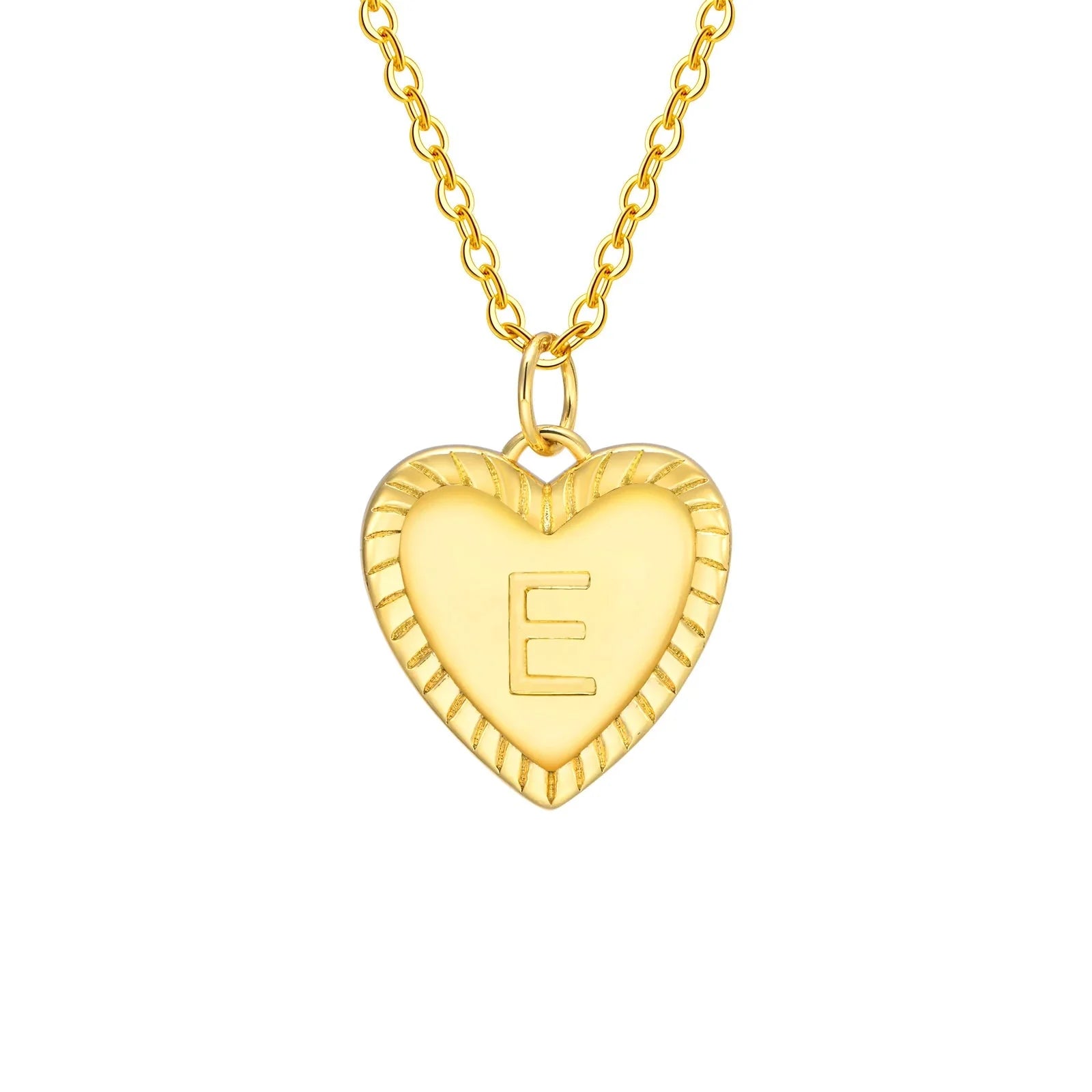 14k Dainty Heart Pendant Letter Initial Necklace - Aryomi