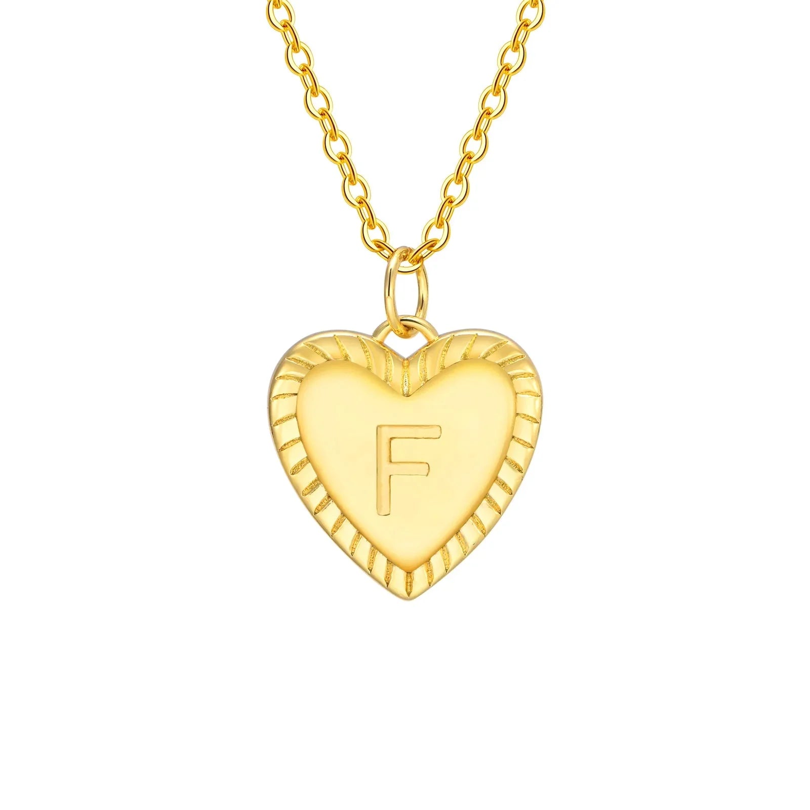 14k Dainty Heart Pendant Letter Initial Necklace - Aryomi