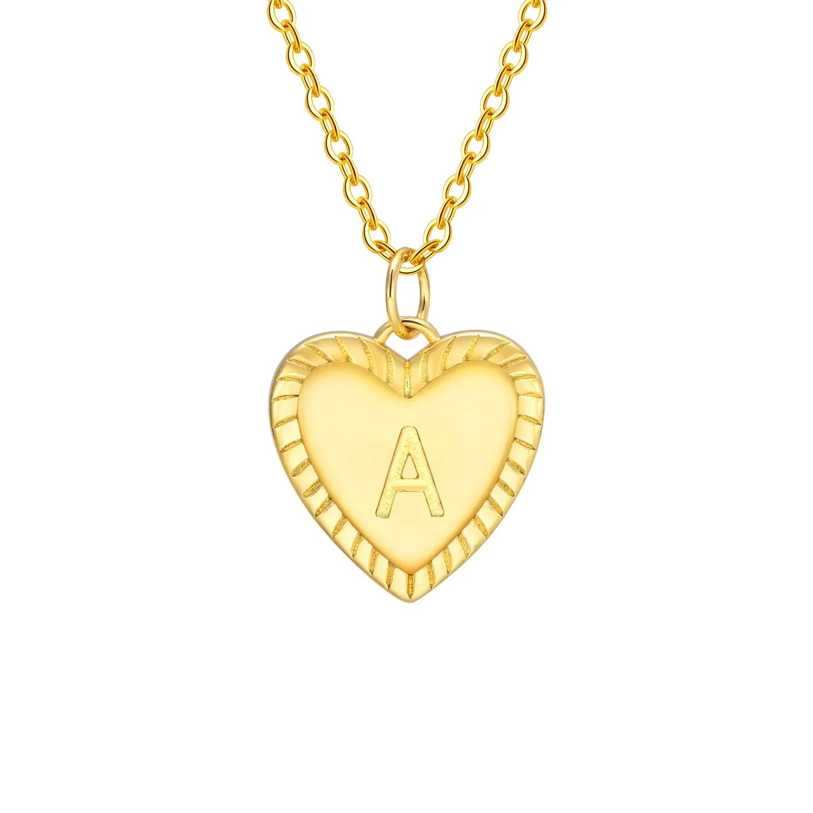 14k Dainty Heart Pendant Letter Initial Necklace - Aryomi