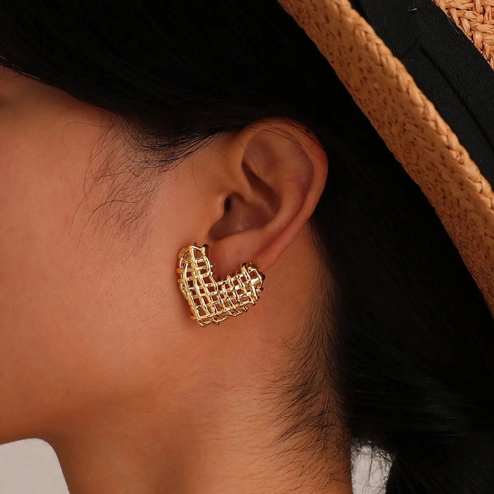 14k Woven Heart Earrings - Aryomi