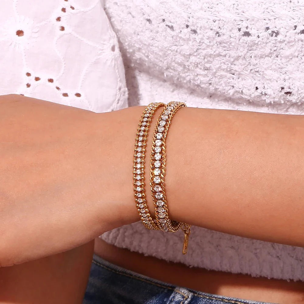 18k Accented Diamond Tennis Bracelet - Aryomi