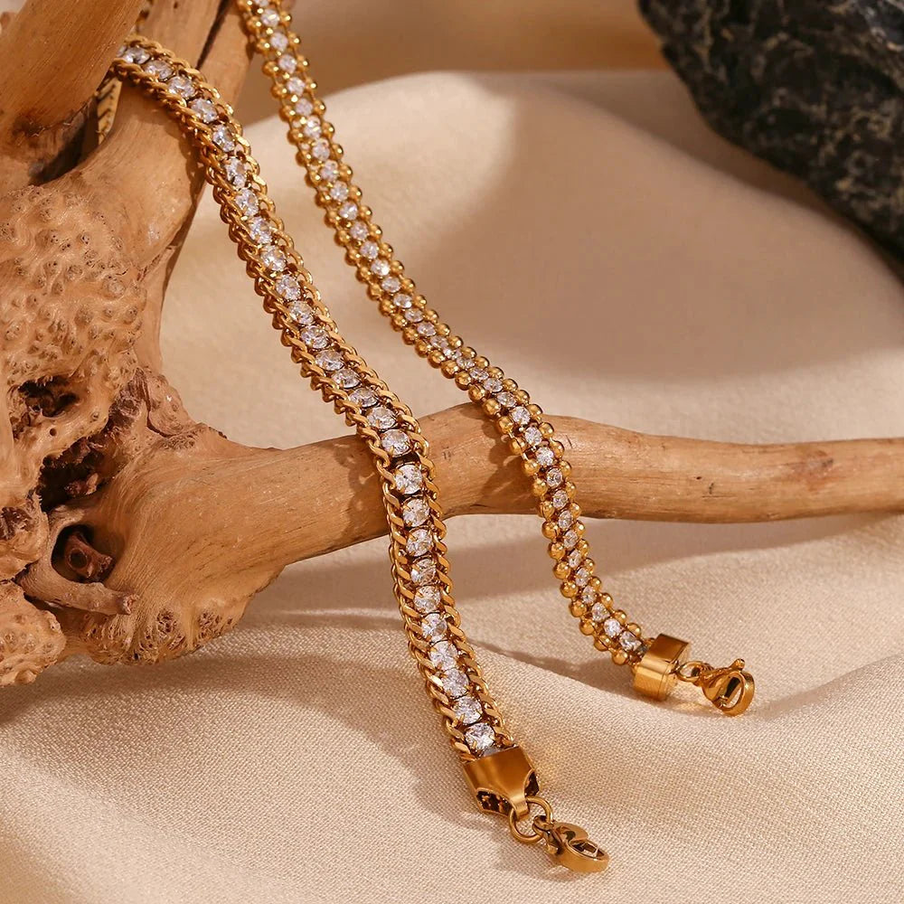 18k Accented Diamond Tennis Bracelet - Aryomi