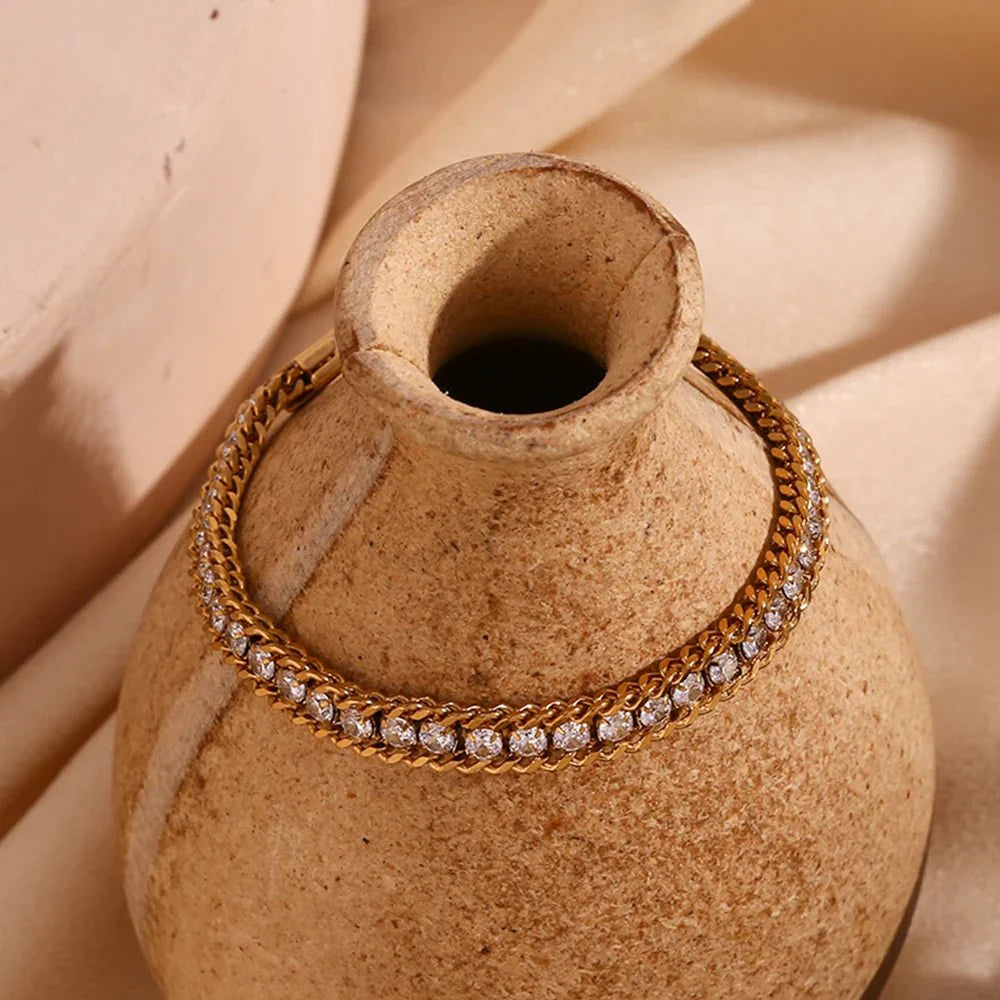 18k Accented Diamond Tennis Bracelet - Aryomi