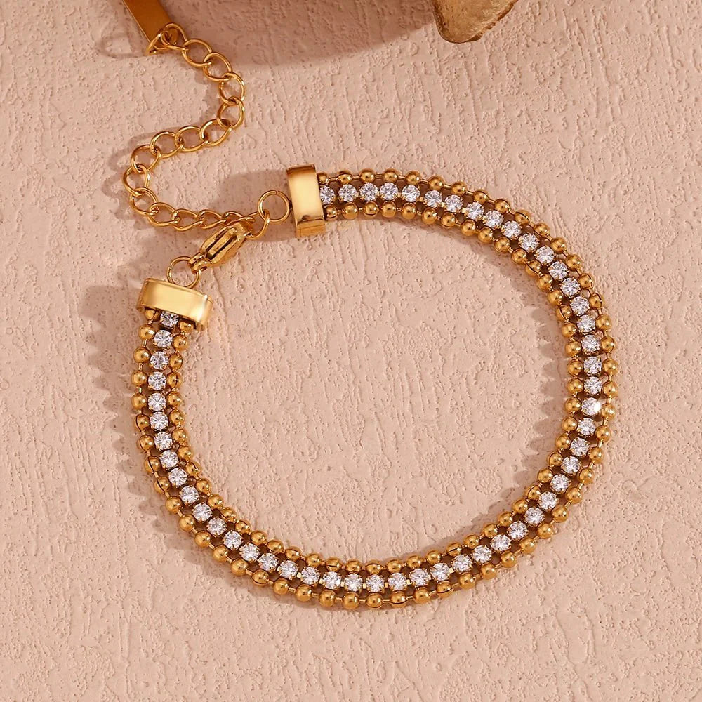 18k Accented Diamond Tennis Bracelet - Aryomi