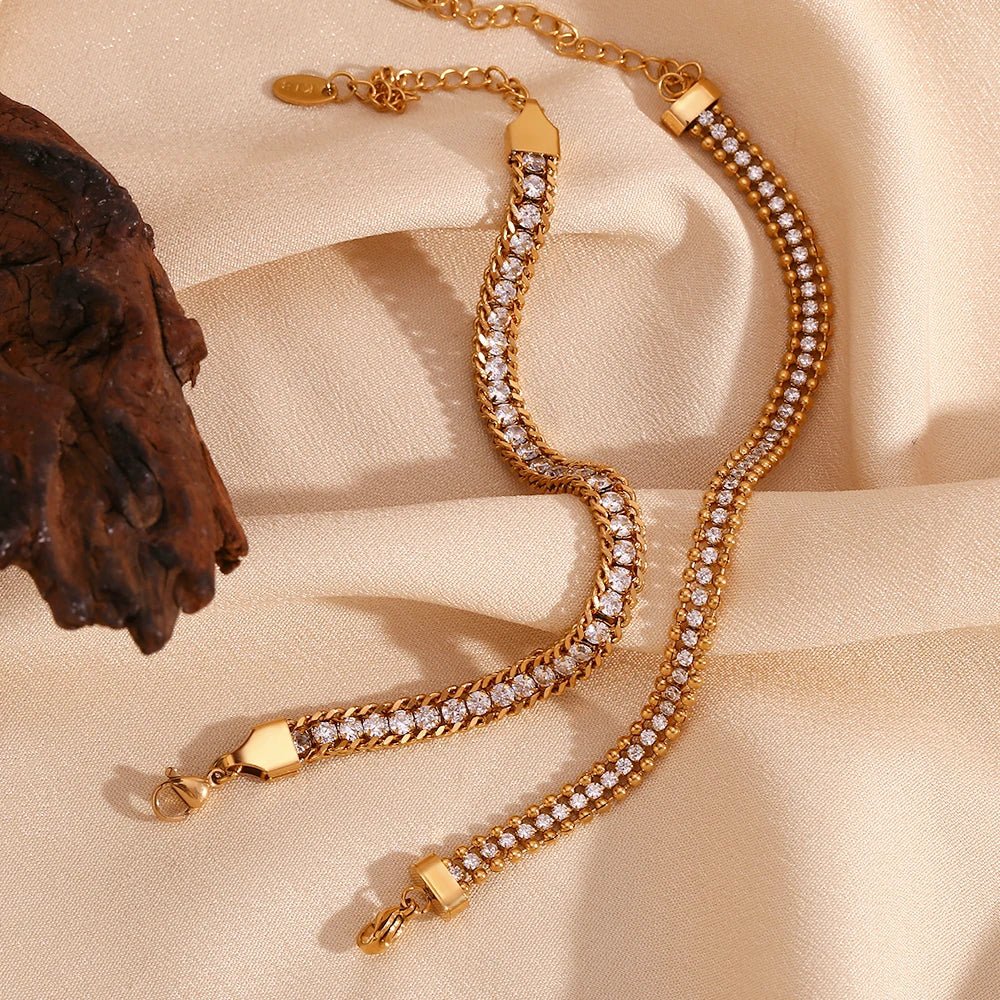 18k Accented Diamond Tennis Bracelet - Aryomi