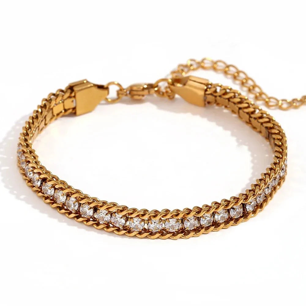 18k Accented Diamond Tennis Bracelet - Aryomi