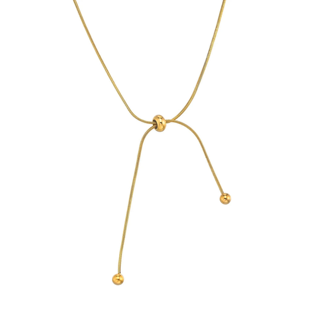18k Adjustable Tassel Snake Chain Necklace - Aryomi