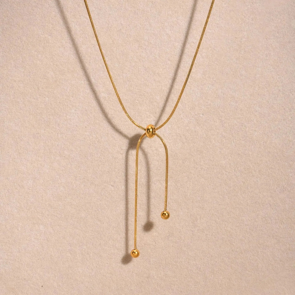 18k Adjustable Tassel Snake Chain Necklace - Aryomi