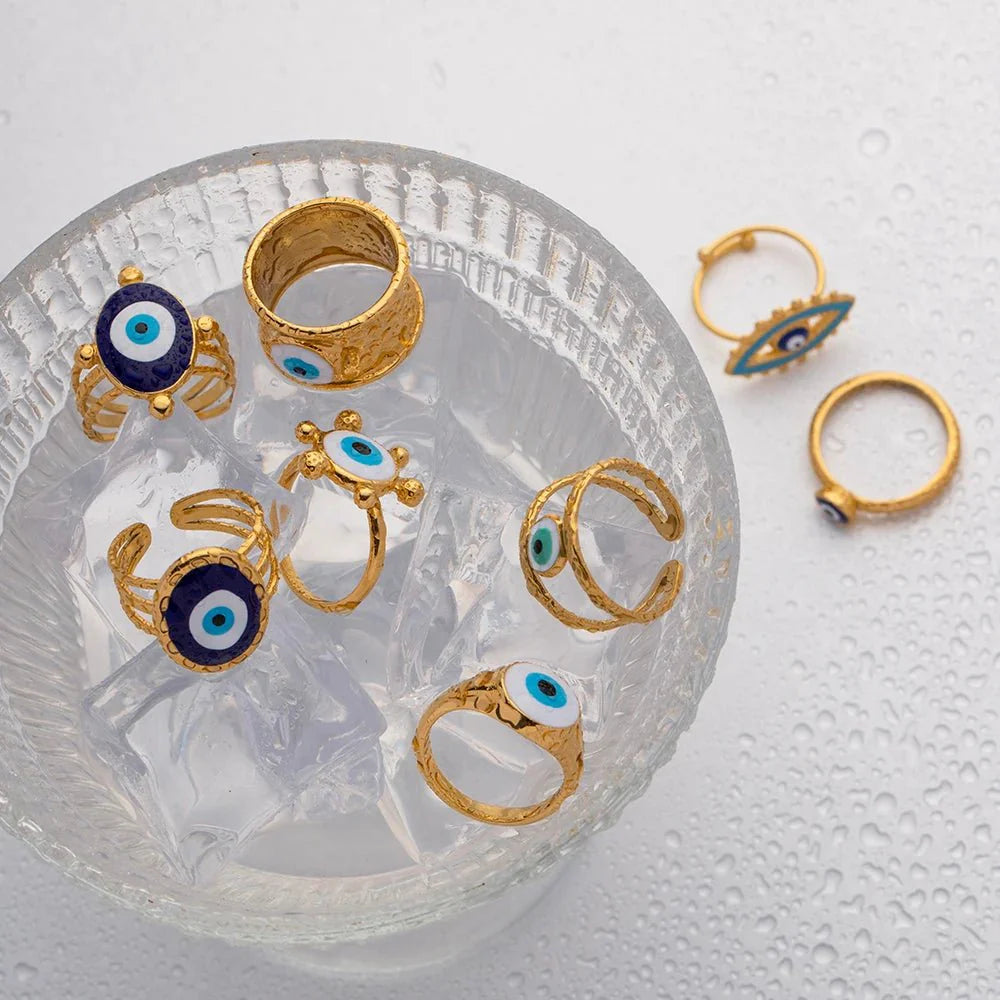 18k Bohemian Evil Eye Rings - Aryomi