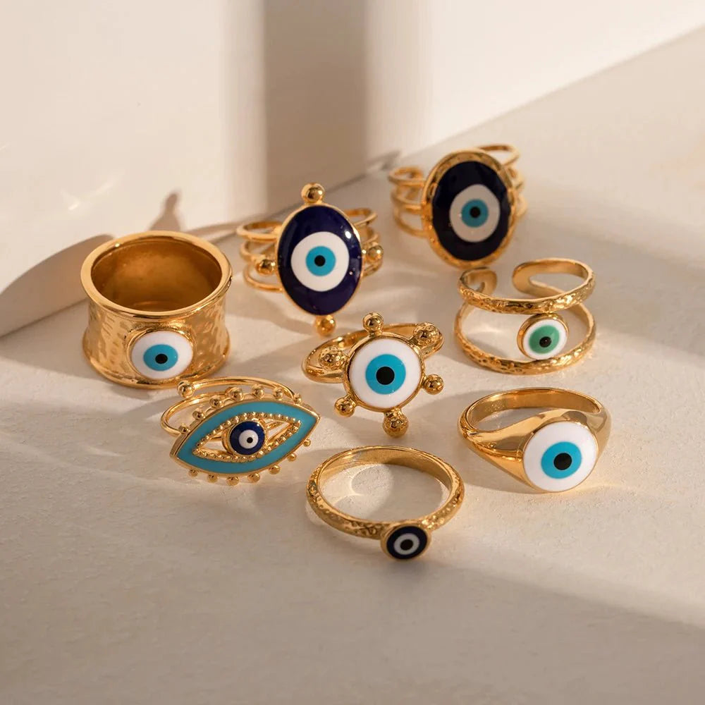 18k Bohemian Evil Eye Rings - Aryomi