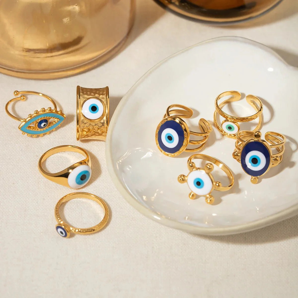 18k Bohemian Evil Eye Rings - Aryomi
