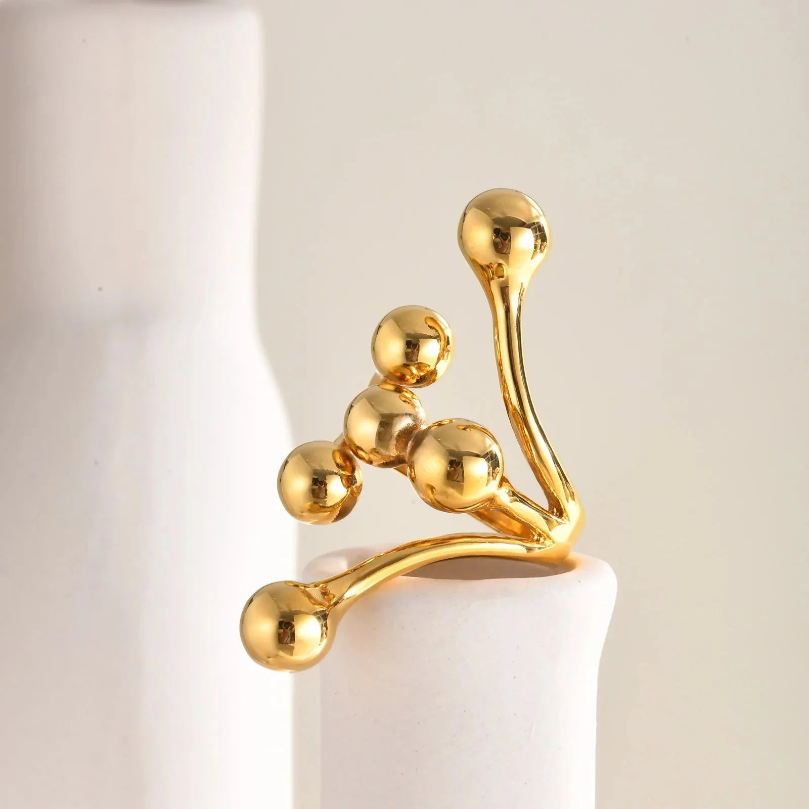 18k Bold Layered Ball Wrap Ring - Aryomi
