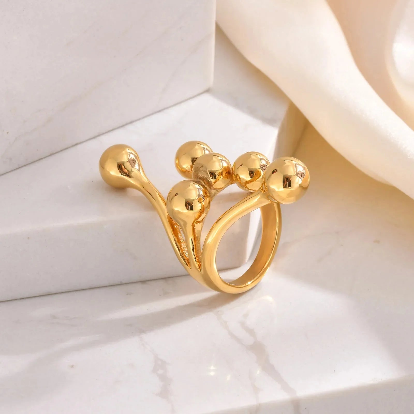 18k Bold Layered Ball Wrap Ring - Aryomi