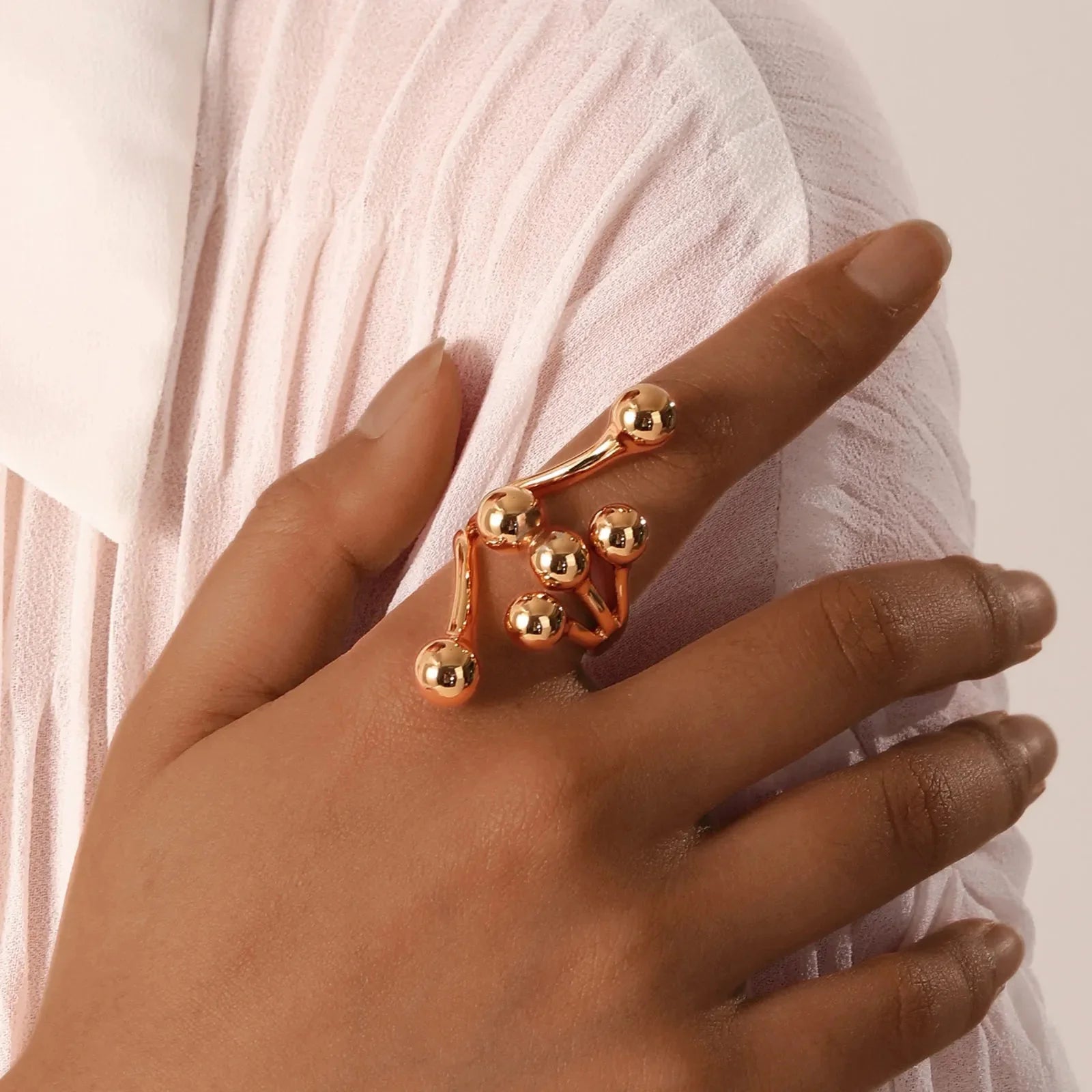 18k Bold Layered Ball Wrap Ring - Aryomi